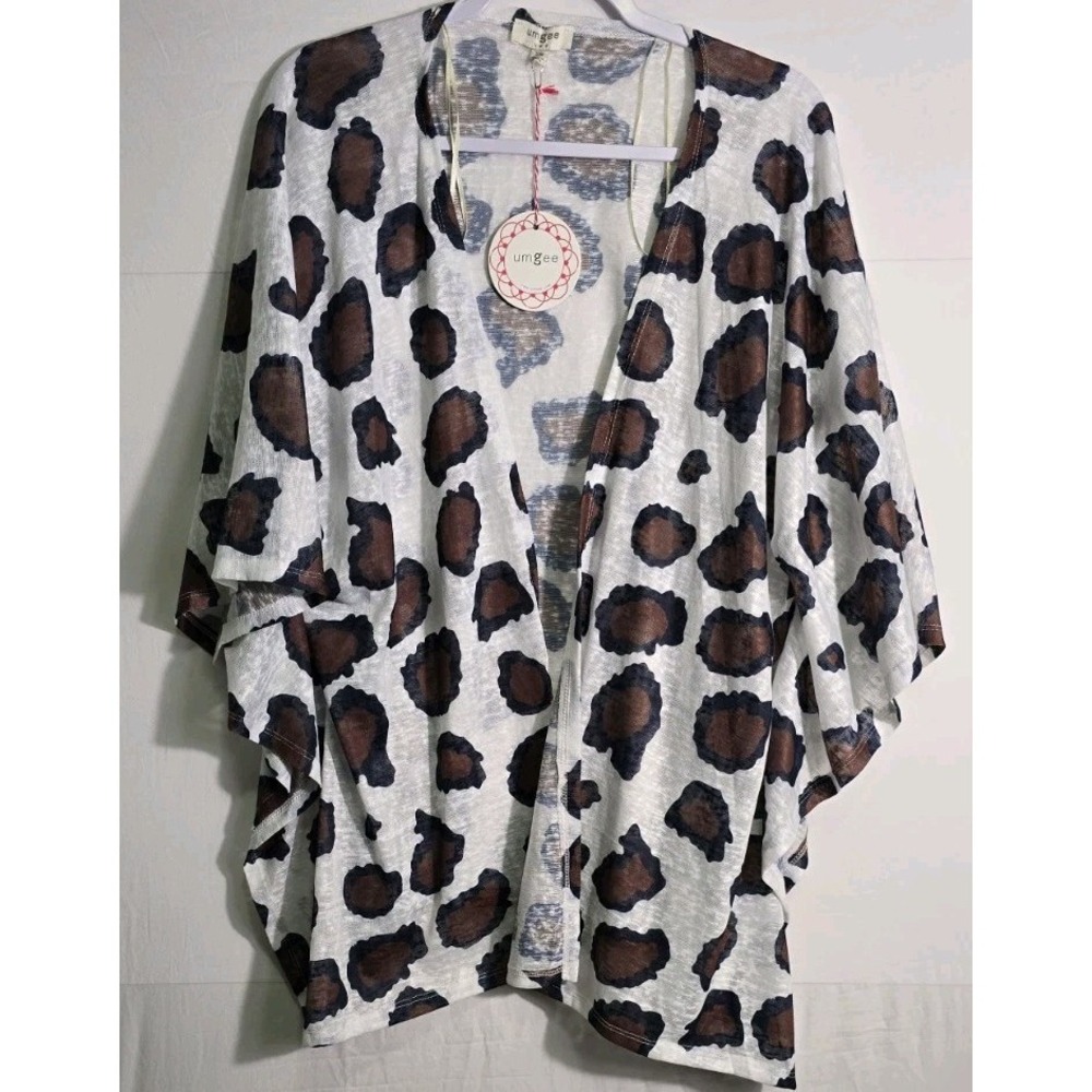 Umgee Animal Print‎ Kimono Open Front Cardigan Poncho Sweater SZ S